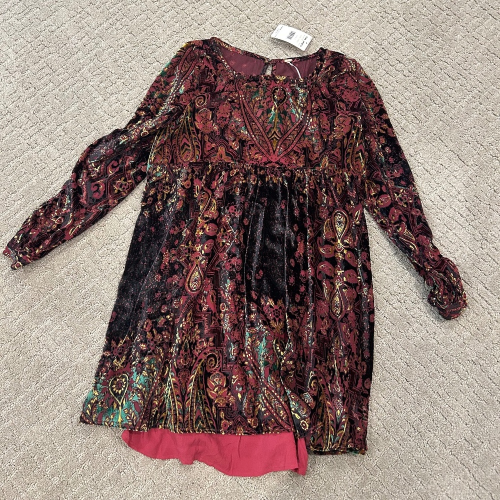 Free People Mirror Mirror Velvet Mini Dress Size Small